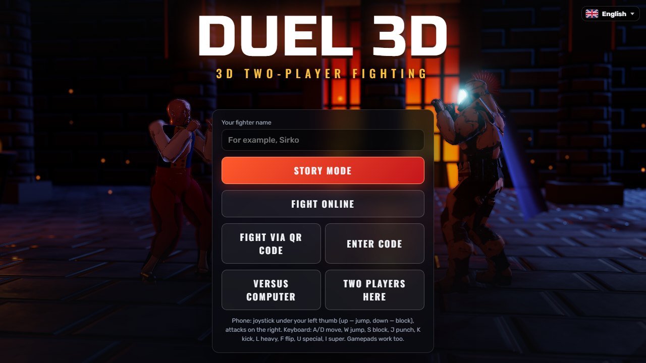 Duel 3D — Das Hauptmenü: Spielmöglichkeiten