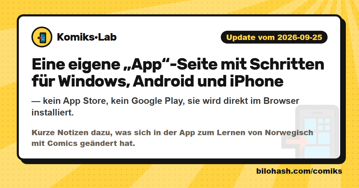 Komiks·Lab-Update 2026-09-25 — was sich geändert hat