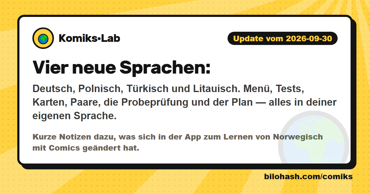 Komiks·Lab-Update 2026-09-30 — was sich geändert hat