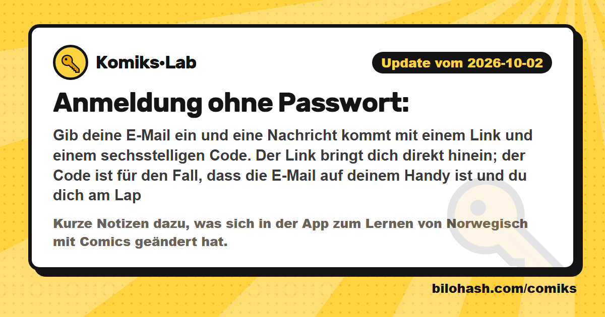 Komiks·Lab-Update 2026-10-02 — was sich geändert hat