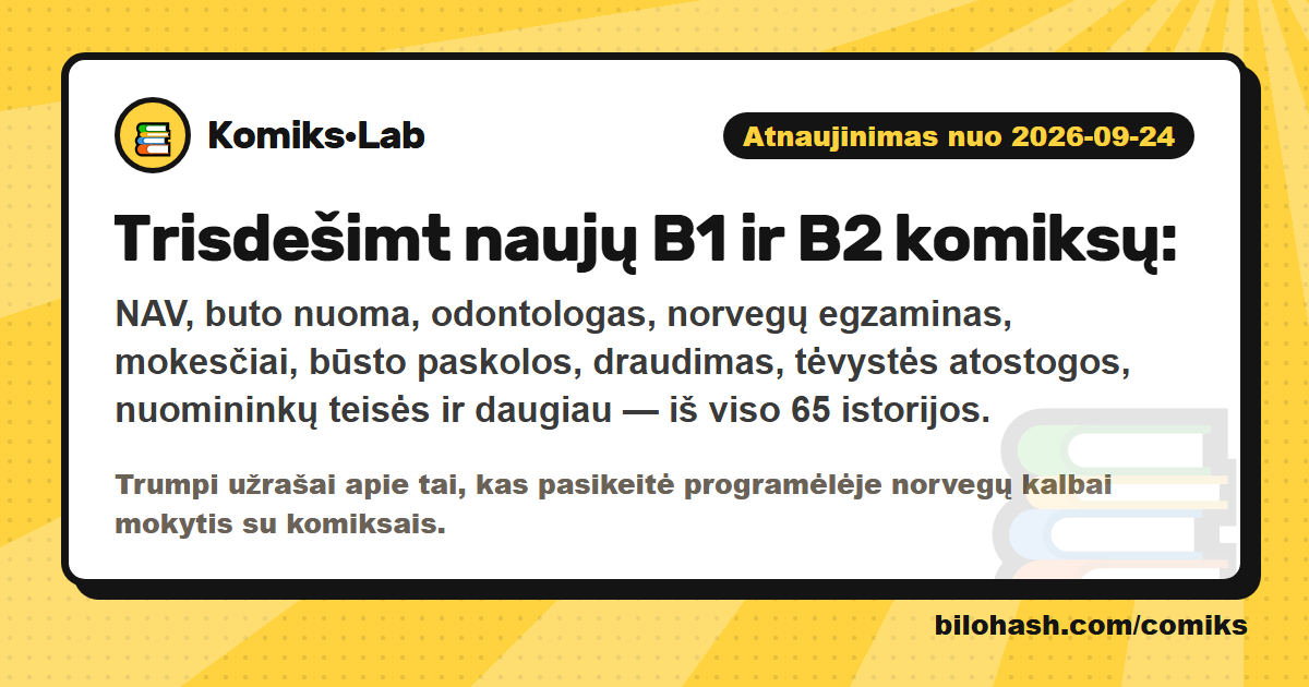 Komiks·Lab atnaujinimas 2026-09-24 — kas pasikeitė