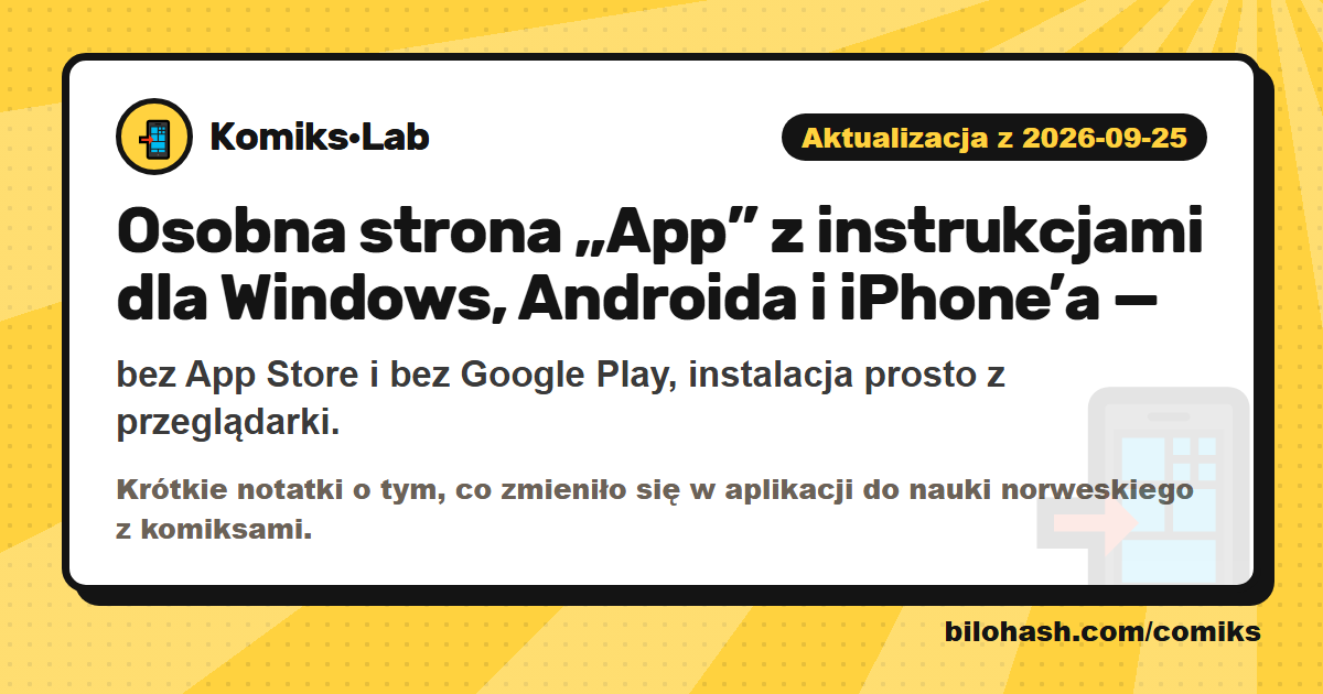 Aktualizacja Komiks·Lab 2026-09-25 — co się zmieniło