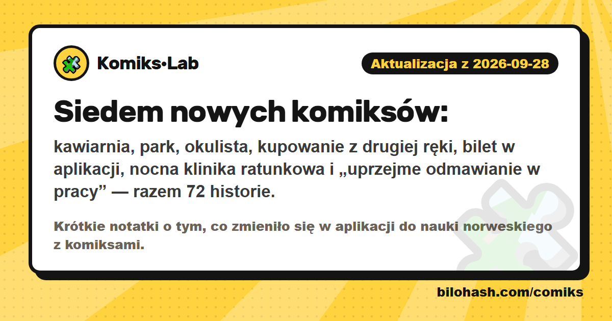 Aktualizacja Komiks·Lab 2026-09-28 — co się zmieniło