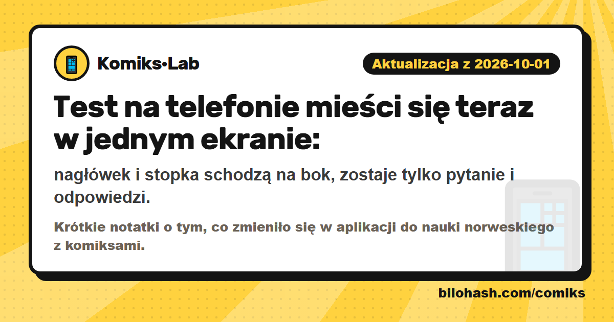 Aktualizacja Komiks·Lab 2026-10-01 — co się zmieniło