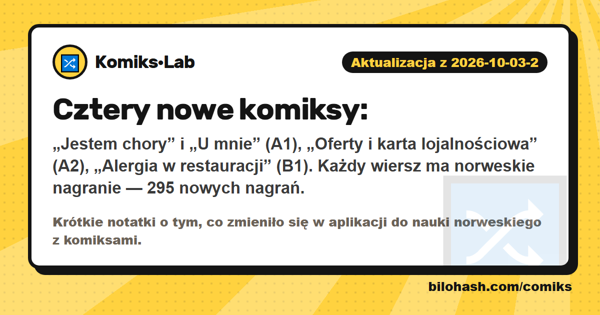 Aktualizacja Komiks·Lab 2026-10-03-2 — co się zmieniło