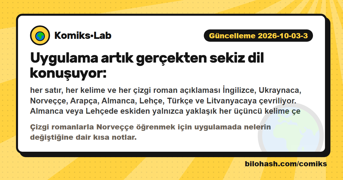 Komiks·Lab güncellemesi 2026-10-03-3 — neler değişti