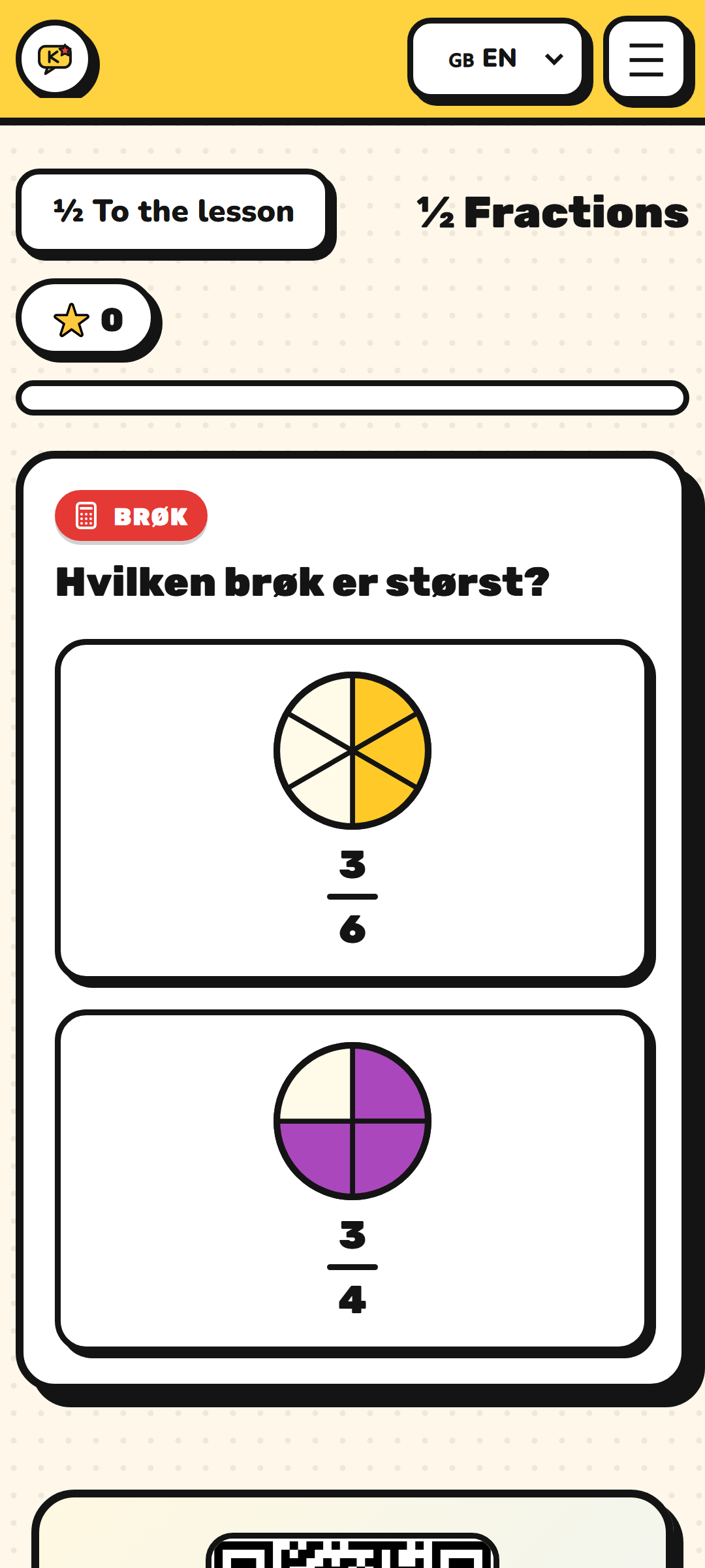 ½ Fractions test
