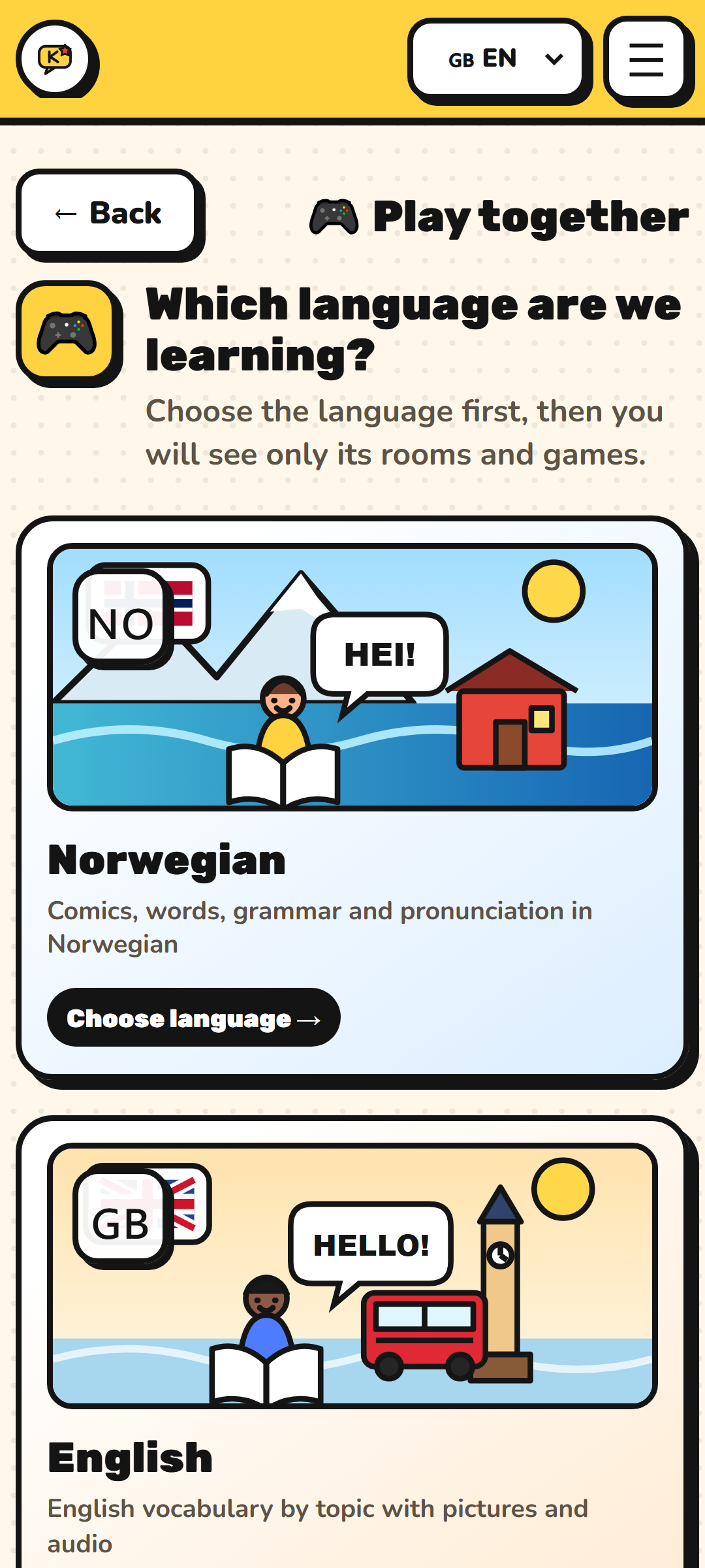 Play together — a quiz room with a QR code