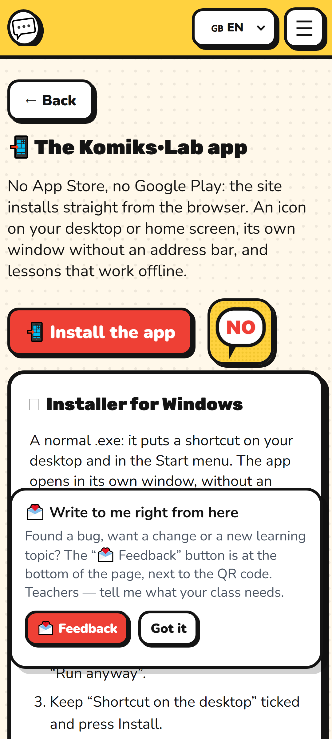Installing the app