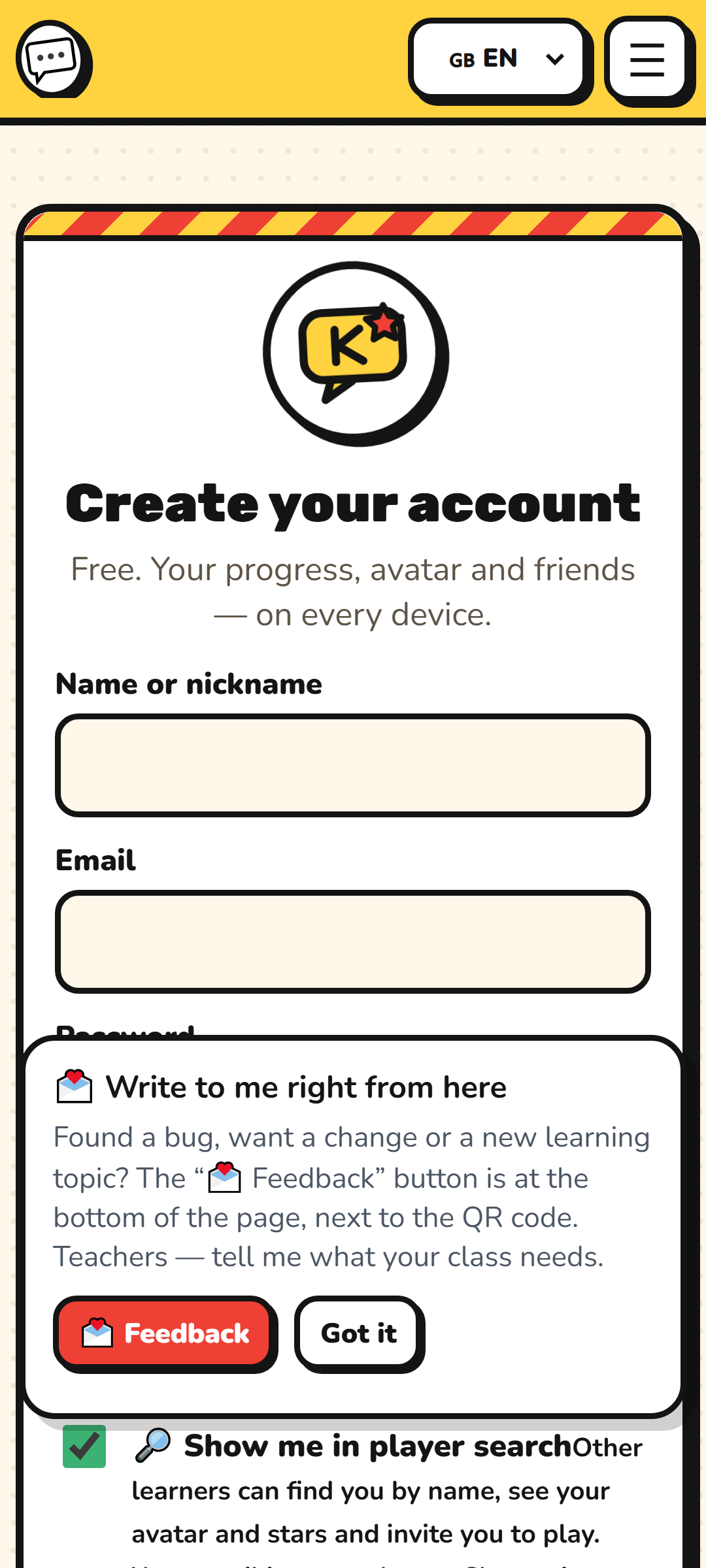Create an account