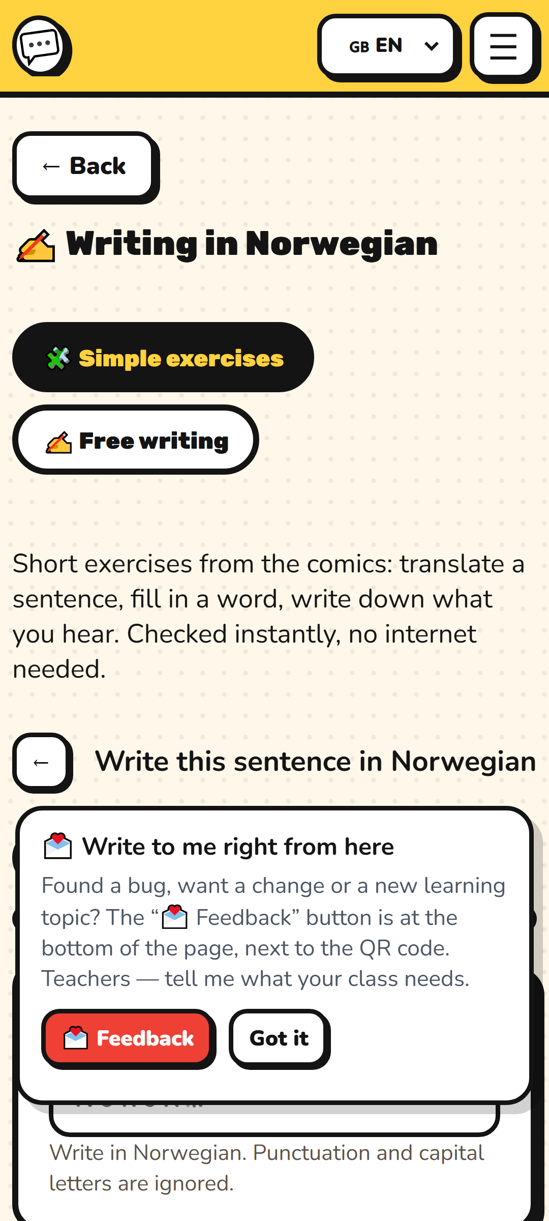 Writing practice