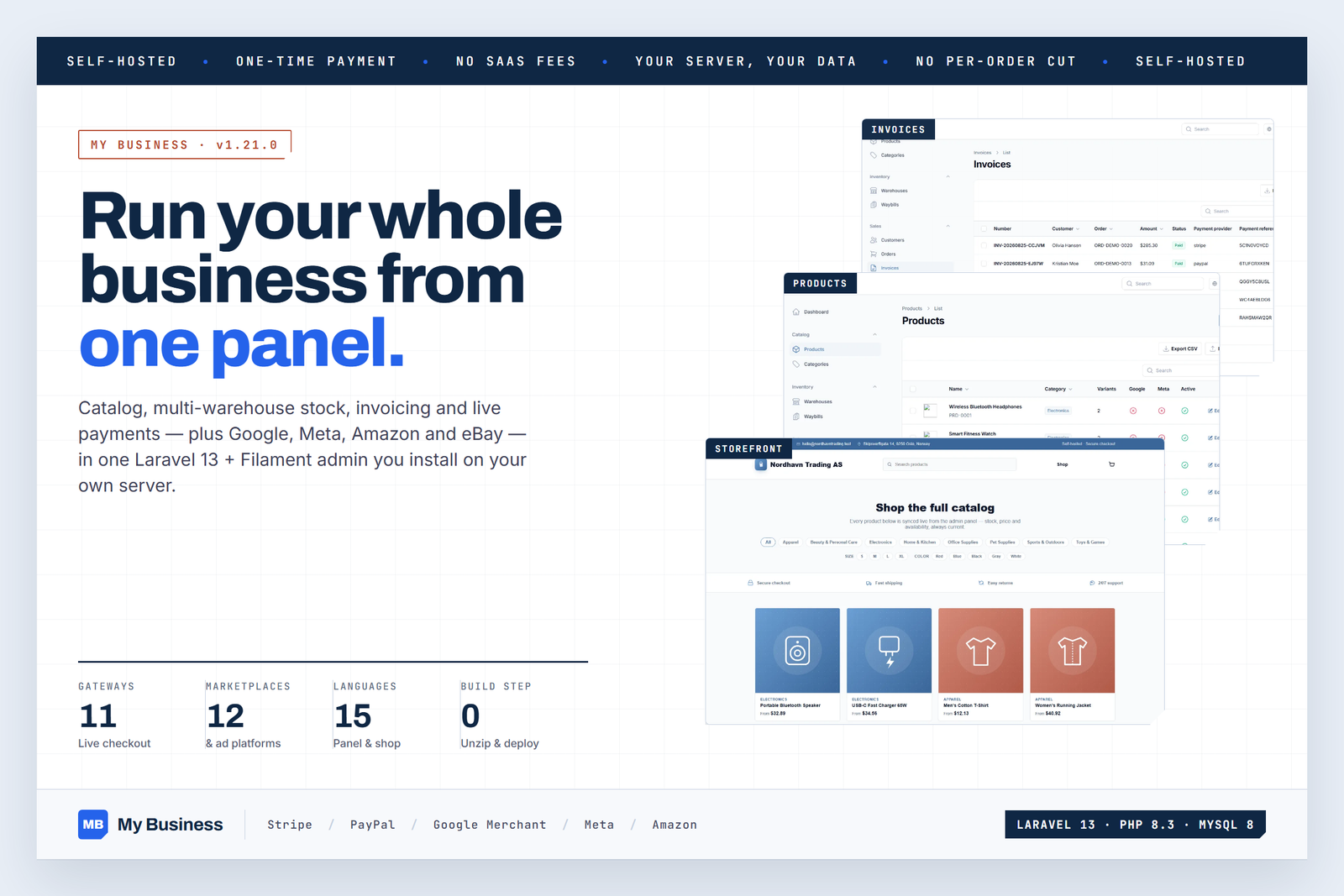 My Business — Laravel e-commerce скрипт для каталога, склада, счетов и оплаты