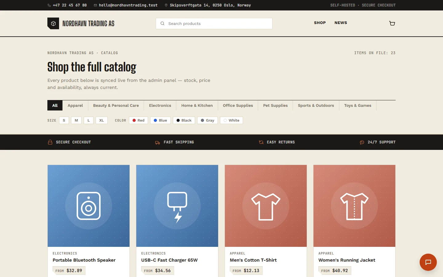 Public storefront screen