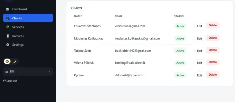 Список клієнтів — Мої клієнти / My Clients / Invoice