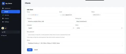 Редагувати клієнта — Мої клієнти / My Clients / Invoice