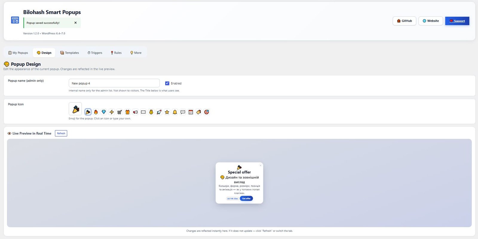 Design Tab — Live Preview