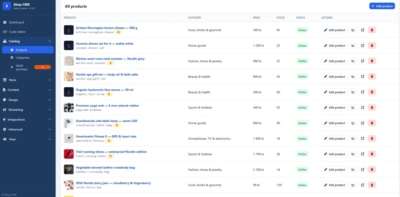 Shop CMS v1.7.1 — Product page